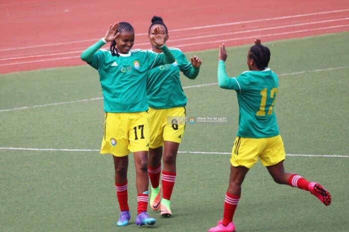 Ethiopia form coming into the Super Falcons CAF Women’s Olympic qualifier Ethiopia players celebrate scoring a goal