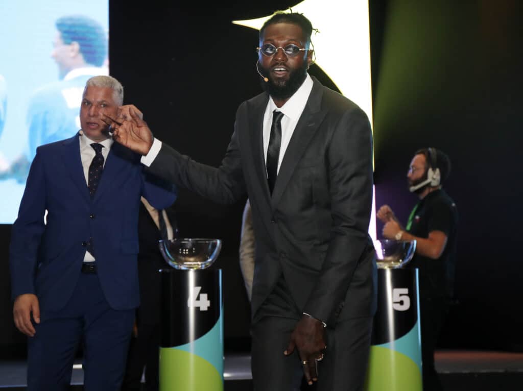 African stars who shone bright in Tottenham vs Liverpool encounters 3 Emmanuel Adebayor, Former football players during the FIFA World Cup 2026 preliminary draw