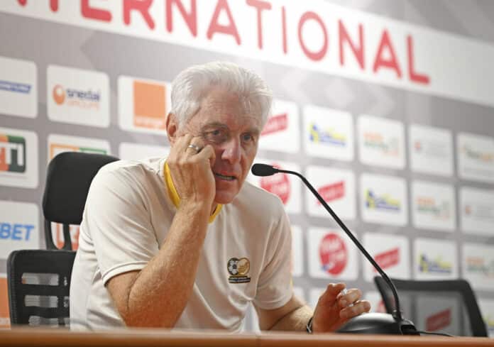 Bafana Bafana head coach Hugo Broos denies clash with Pirates star Bafana Bafana head coach, Hugo Broos, speaking in a press conference