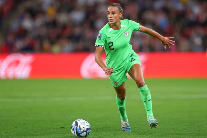 Super Falcons' Ashleigh Plumptre against England Super Falcons' Ashleigh Plumptre against England
